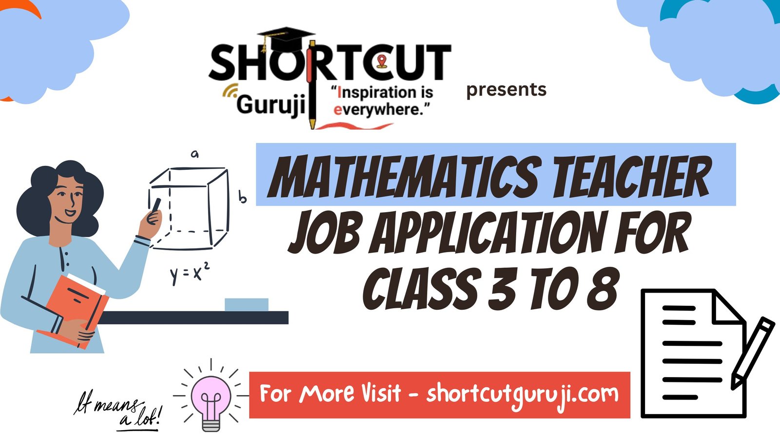 Mathematics Teacher Job Application for Class 3 to 8