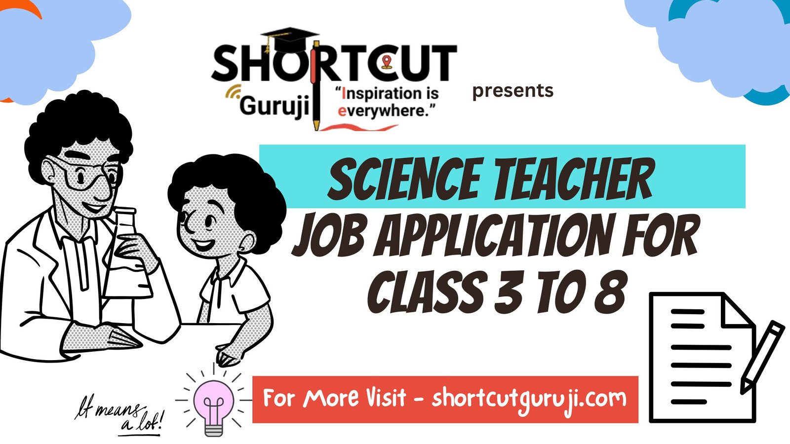 Science Teacher Job Application for Class 3 to 8